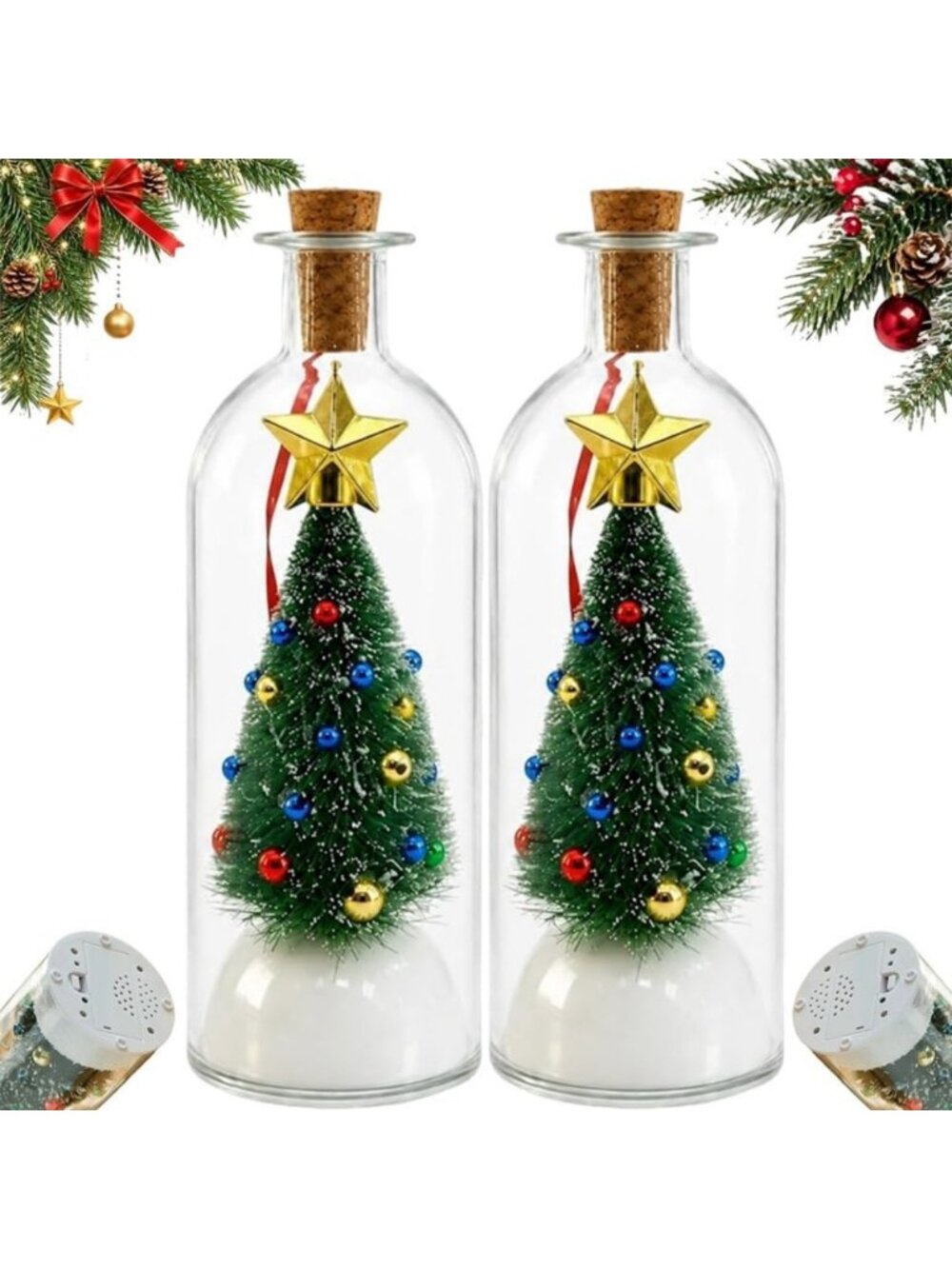 Voice Recordable Glass Christmas Ornament - Personalized Message in a Bottle